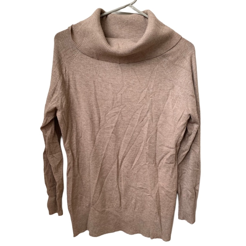 VILA MILANO Women’s Tan Heather Cowl Neck Long Sleeve Sweater